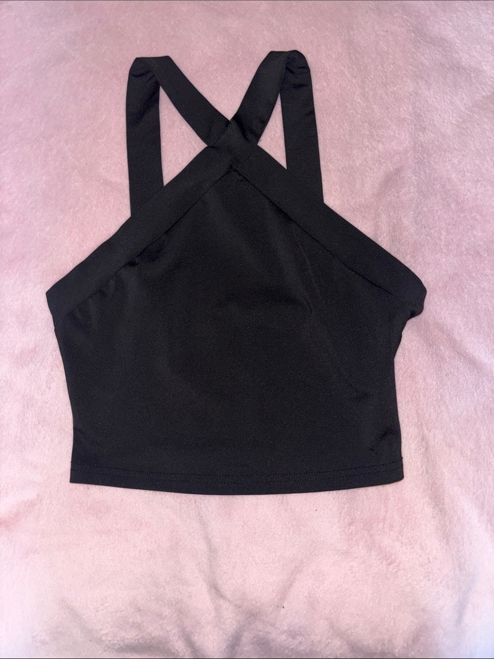 Black Crossback Crop Cropped Top
